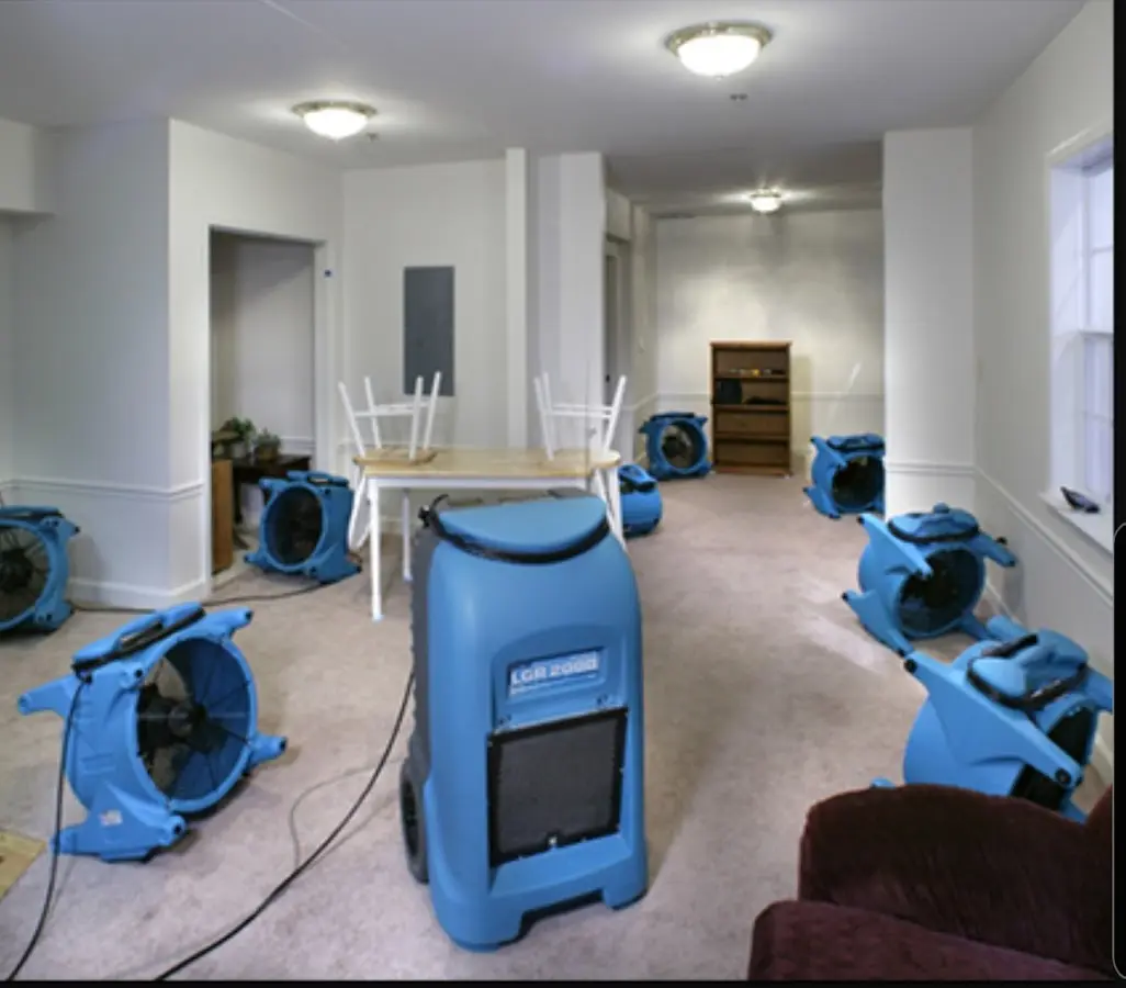 Air movers and dehumidifier setup for Water Damage Restoration in Hobe Sound